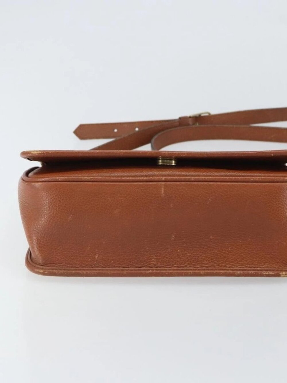 SAINT LAURENT Shoulder Bag Leather Brown Gold Auth BA9512 - Picture 7 of 16